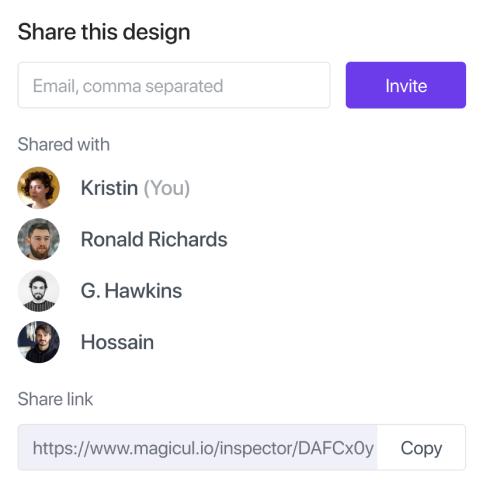 Share your designs with a single link